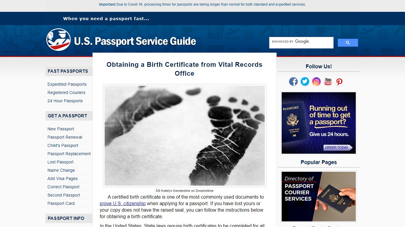Obtaining Birth Certificate from Vital Records Office - U.S. Passport ...